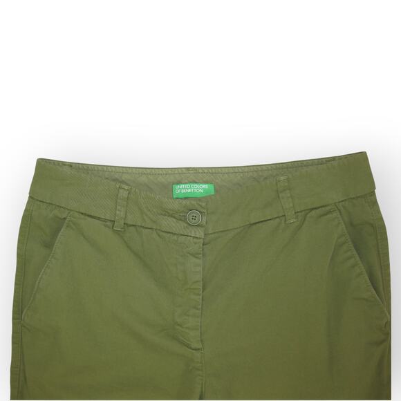 sz 6 ~ 42 Benetton Olive Washed Twill Stretch Cotton Chino Ankle - Picture 11 of 14